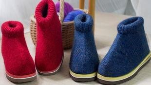 成人毛线织棉鞋视频,跟随视频教程学织毛线棉鞋